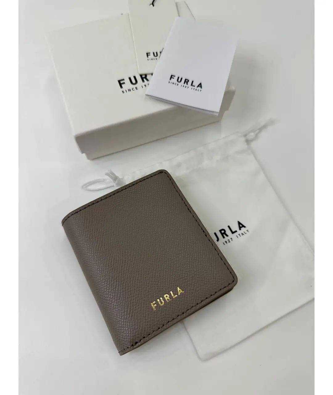 FURLA Серый кожаный кошелек, фото 3