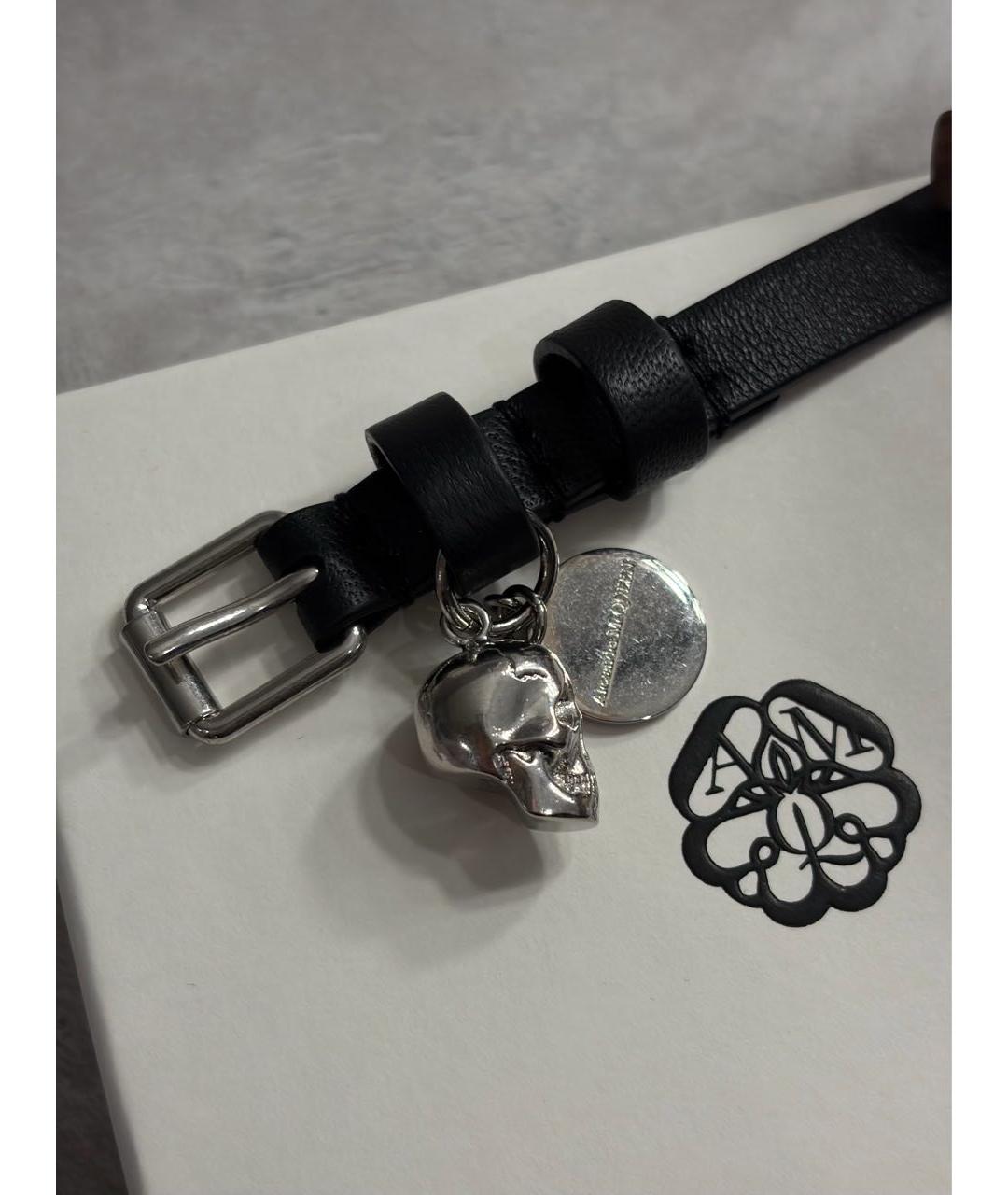 ALEXANDER MCQUEEN Черный кожаный браслет, фото 6