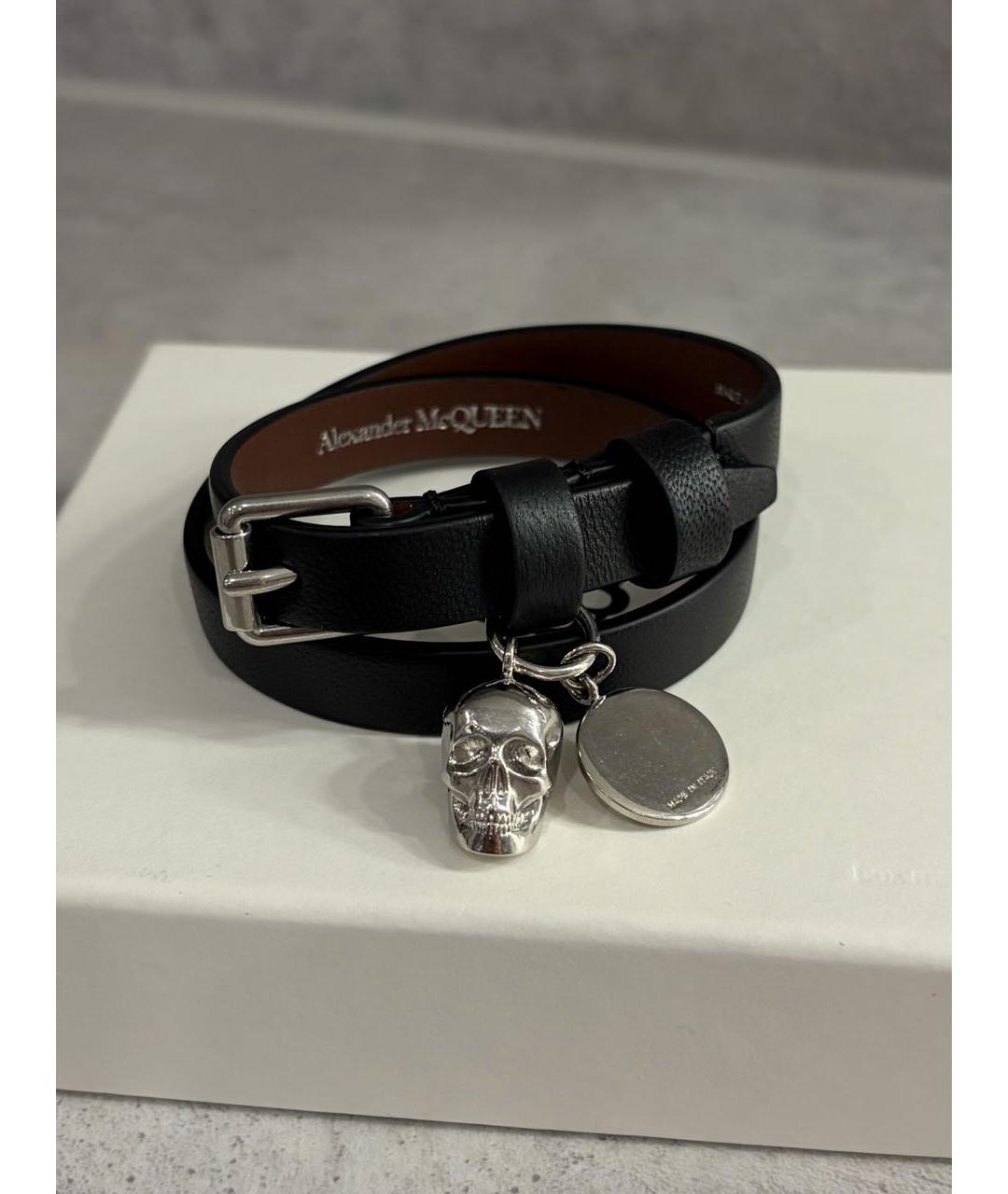 ALEXANDER MCQUEEN Черный кожаный браслет, фото 2