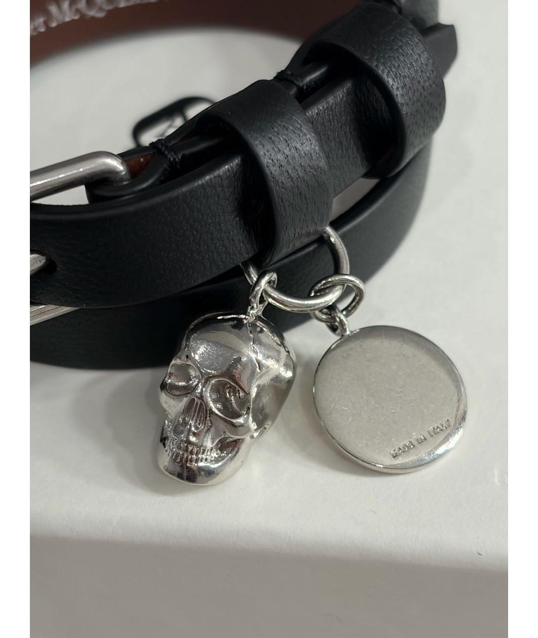 ALEXANDER MCQUEEN Черный кожаный браслет, фото 5