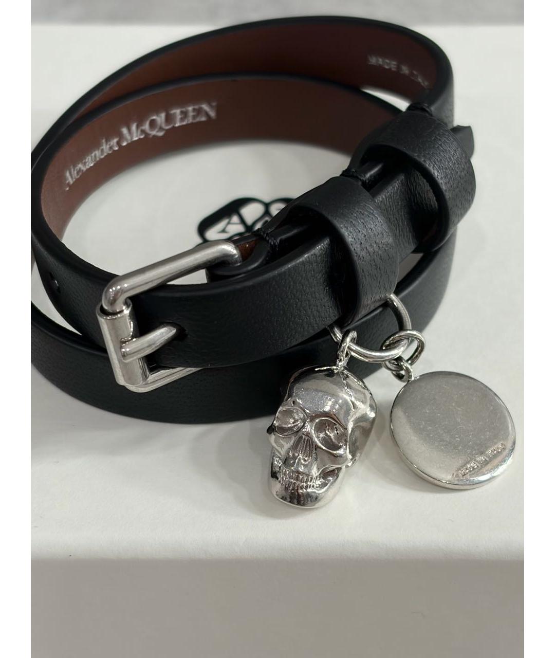 ALEXANDER MCQUEEN Черный кожаный браслет, фото 3