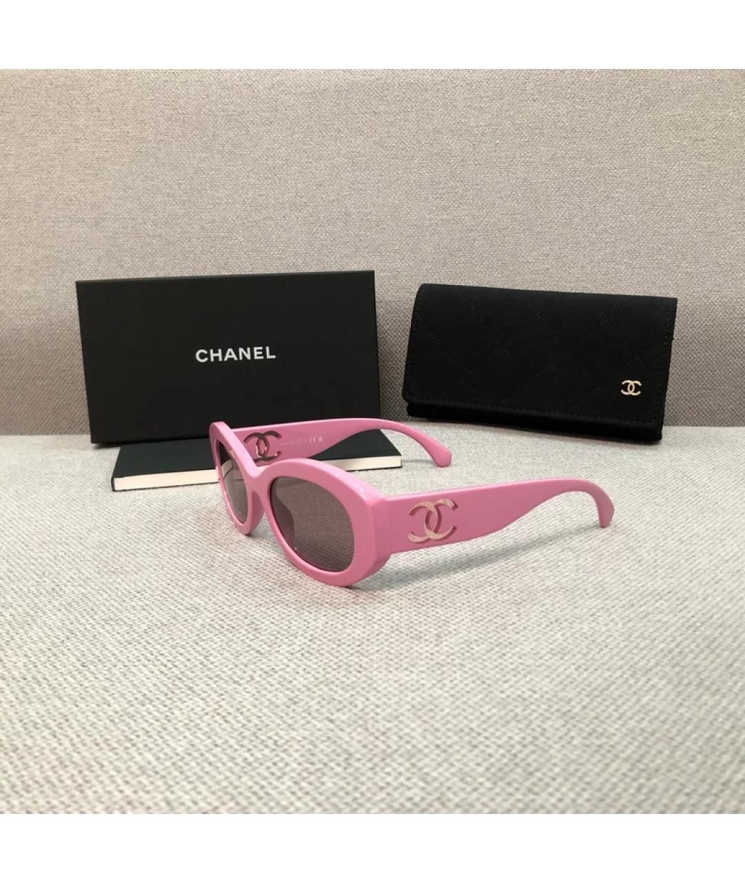 CHANEL Розовые пластиковые солнцезащитные очки, фото 5