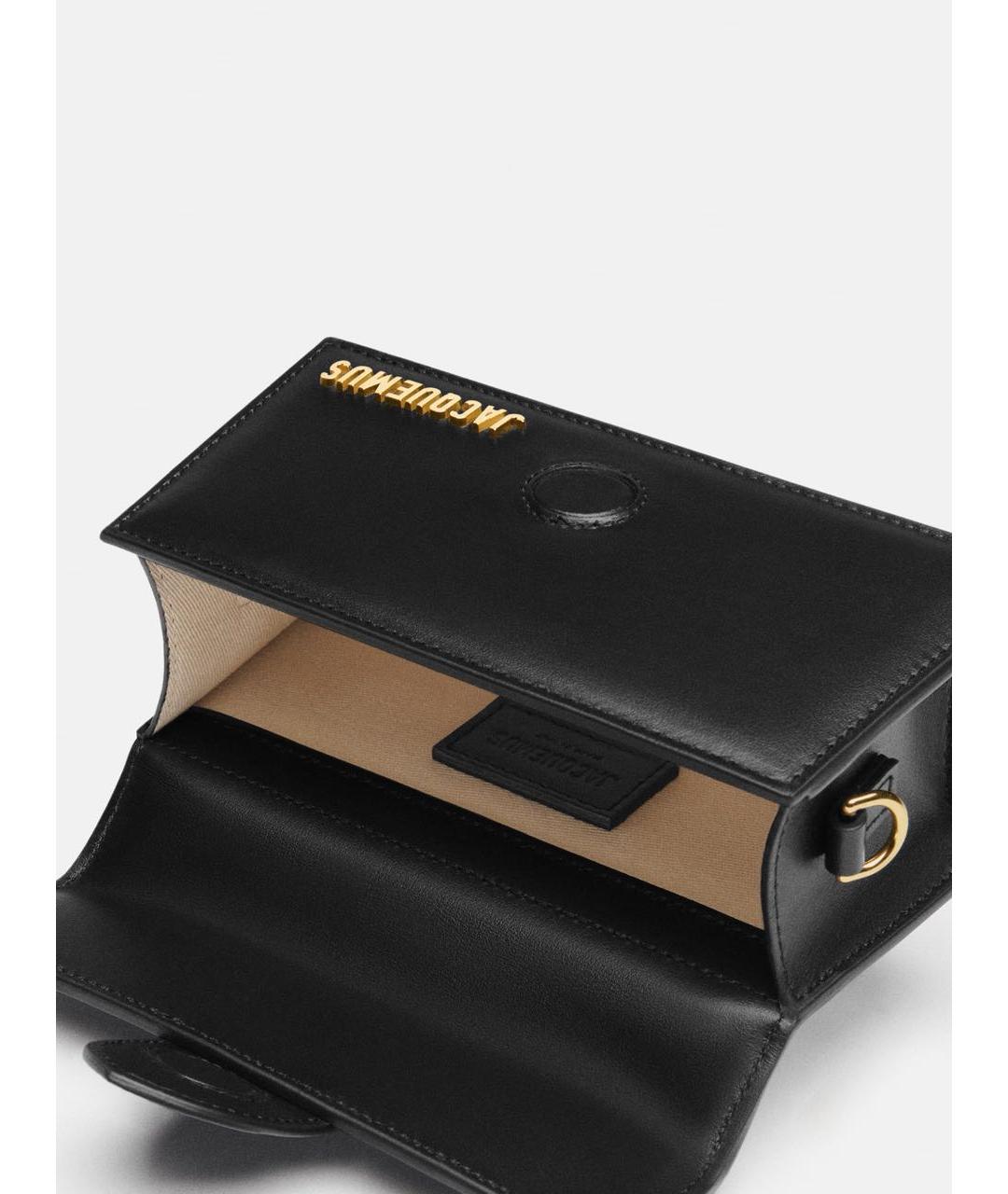 JACQUEMUS Черная кожаная сумка с короткими ручками, фото 4