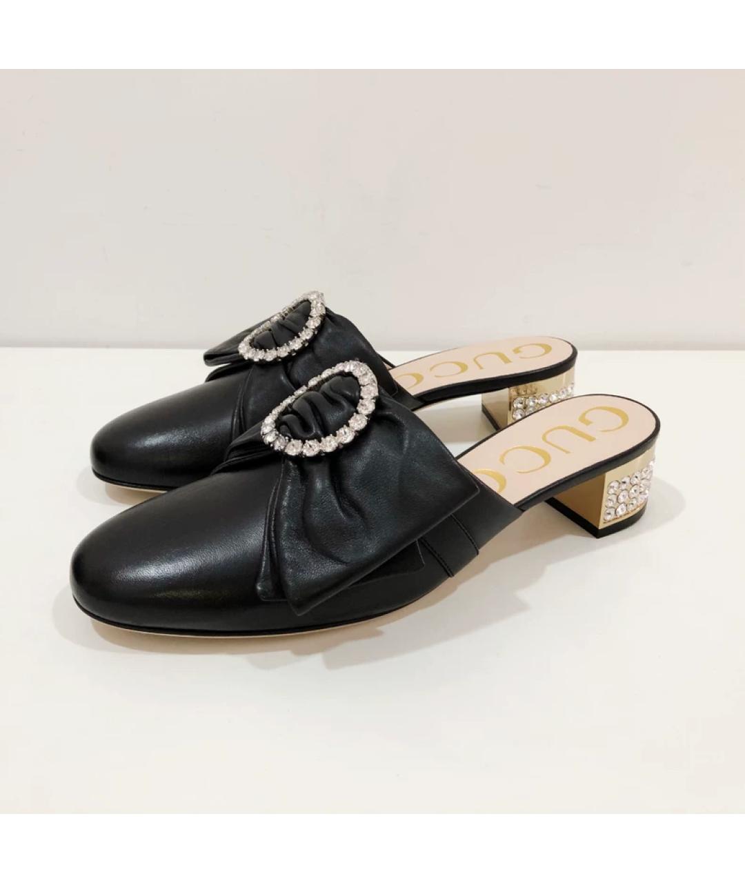 GUCCI Черные кожаные мюли, фото 3