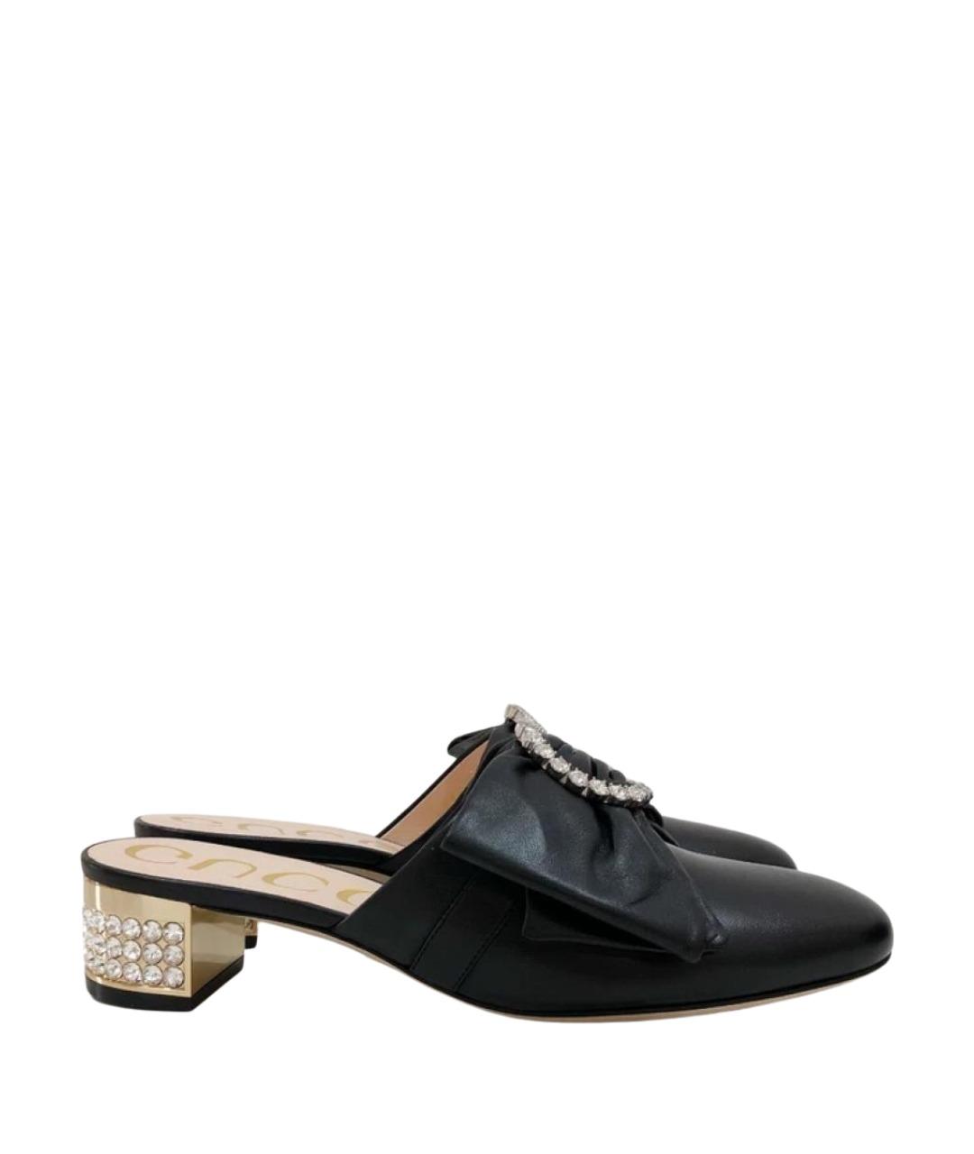 GUCCI Черные кожаные мюли, фото 1