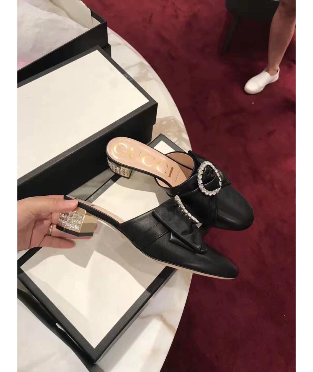 GUCCI Черные кожаные мюли, фото 8