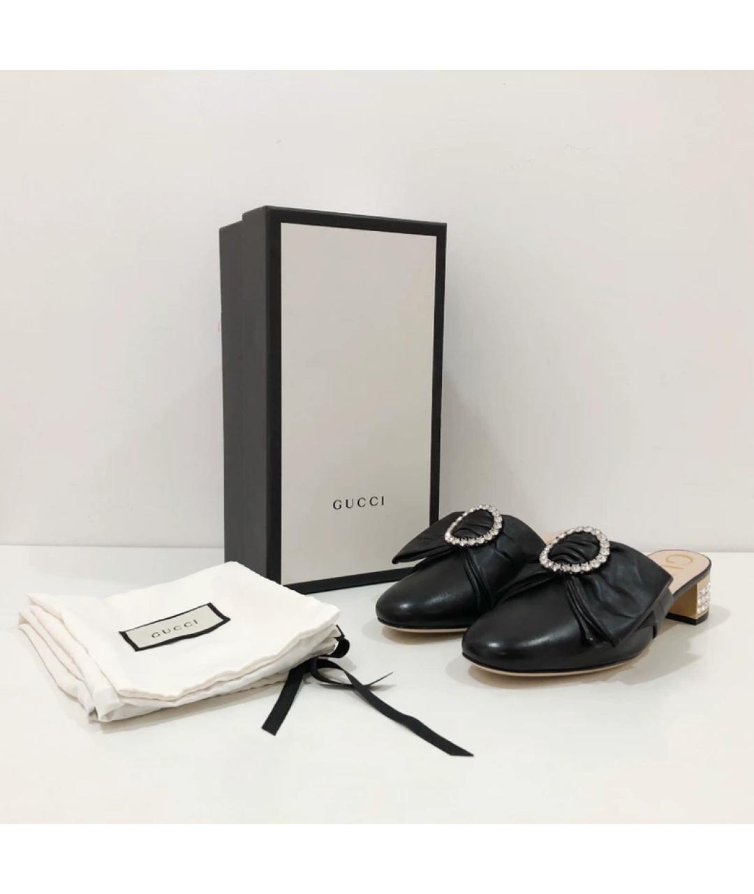 GUCCI Черные кожаные мюли, фото 2