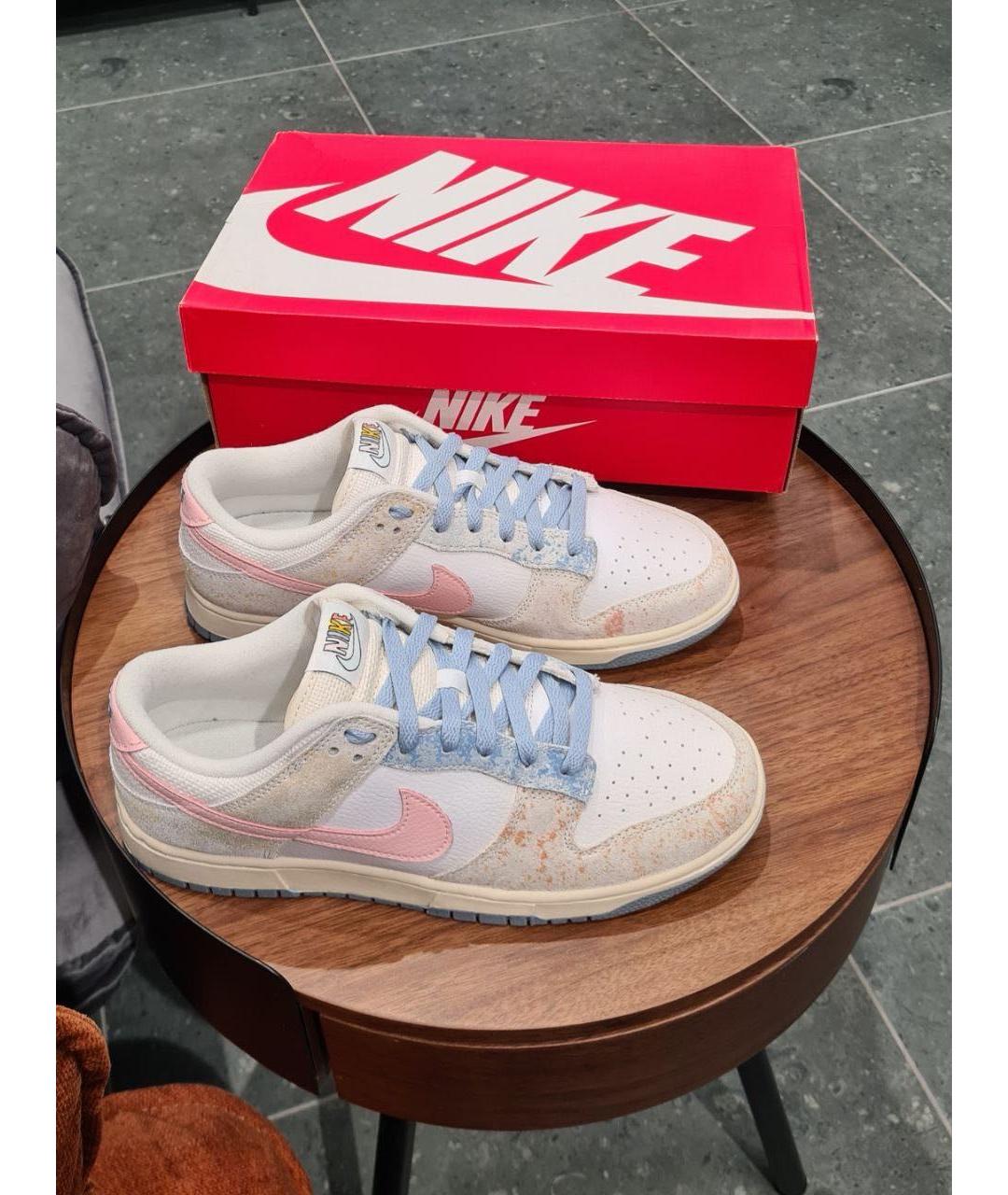 NIKE Бежевые кожаные низкие кроссовки / кеды, фото 2