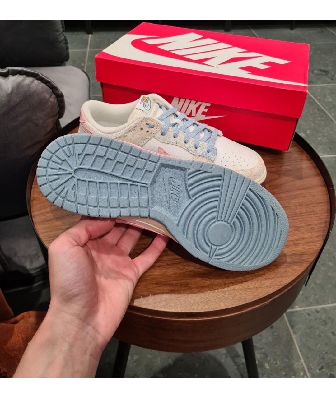 NIKE Бежевые кожаные низкие кроссовки / кеды, фото 7