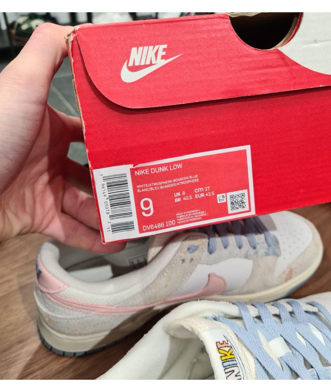 NIKE Бежевые кожаные низкие кроссовки / кеды, фото 8