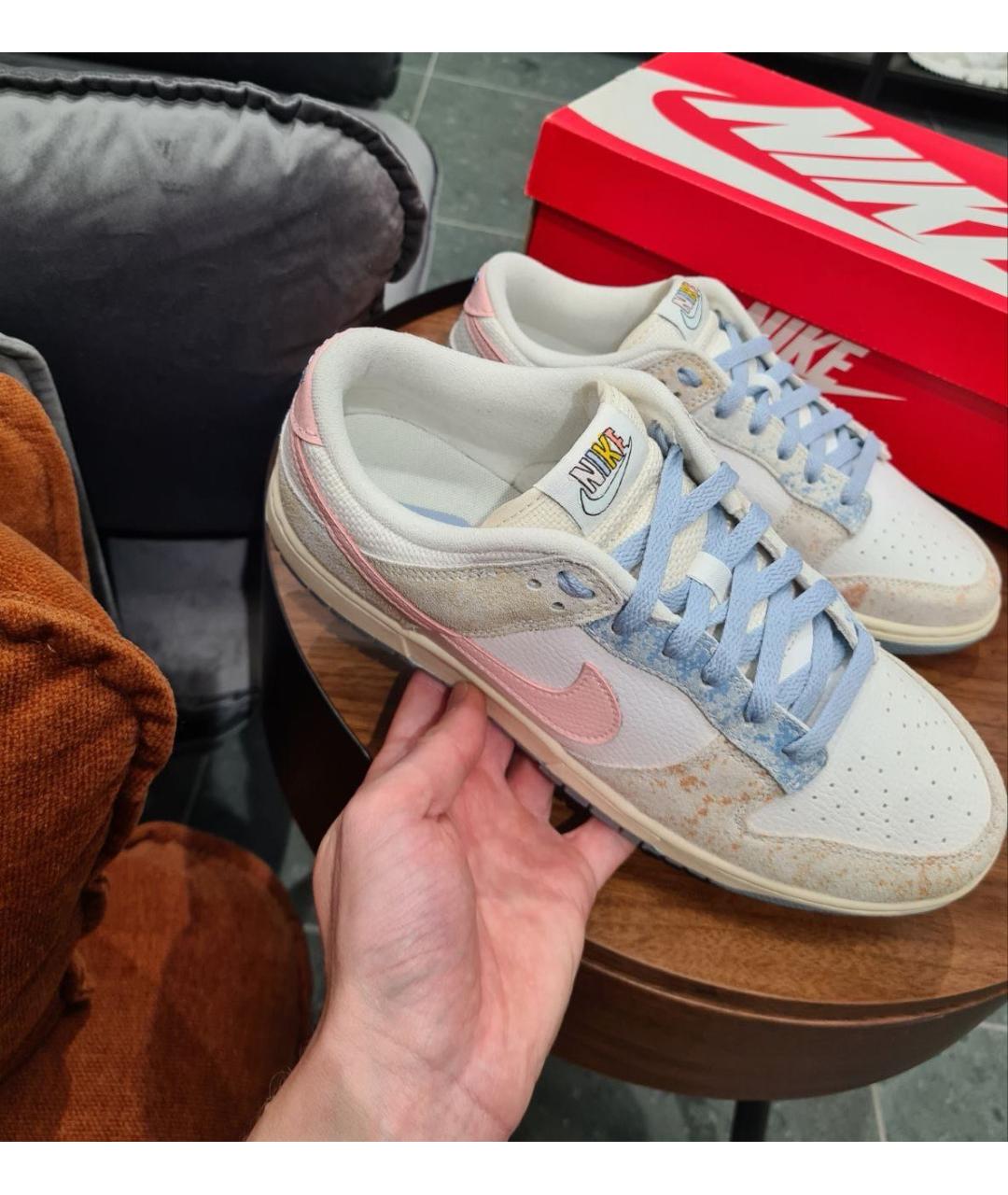 NIKE Бежевые кожаные низкие кроссовки / кеды, фото 5