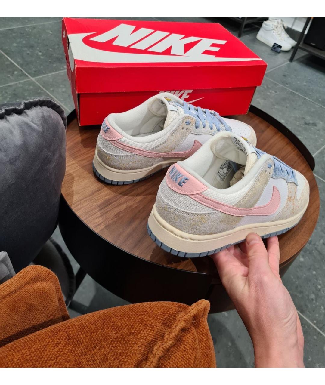 NIKE Бежевые кожаные низкие кроссовки / кеды, фото 4