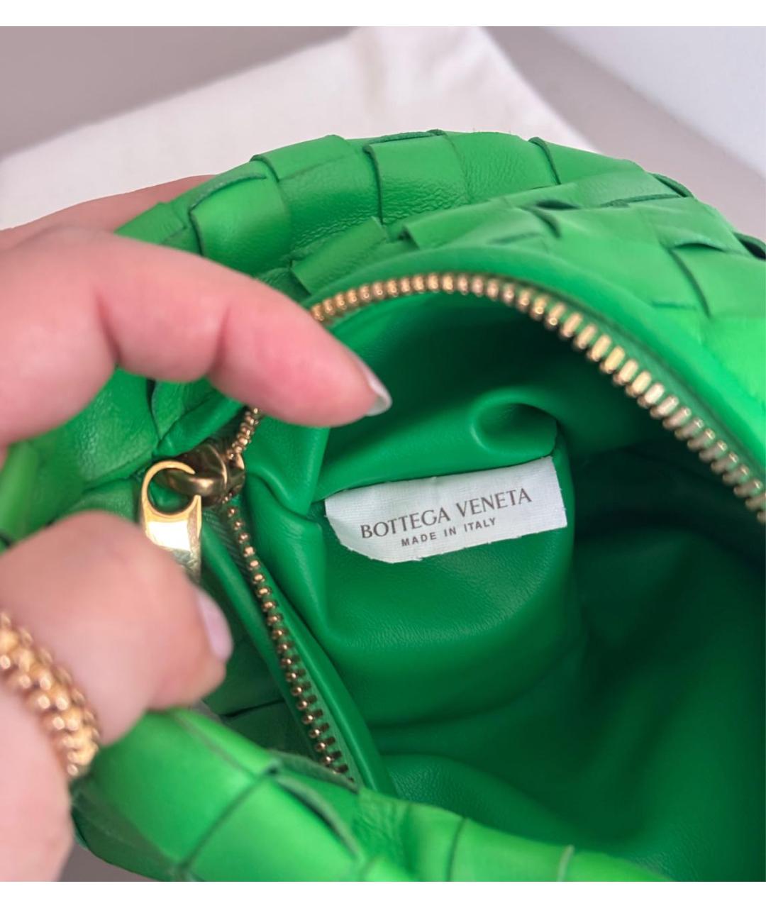 BOTTEGA VENETA Зеленая кожаная сумка с короткими ручками, фото 4