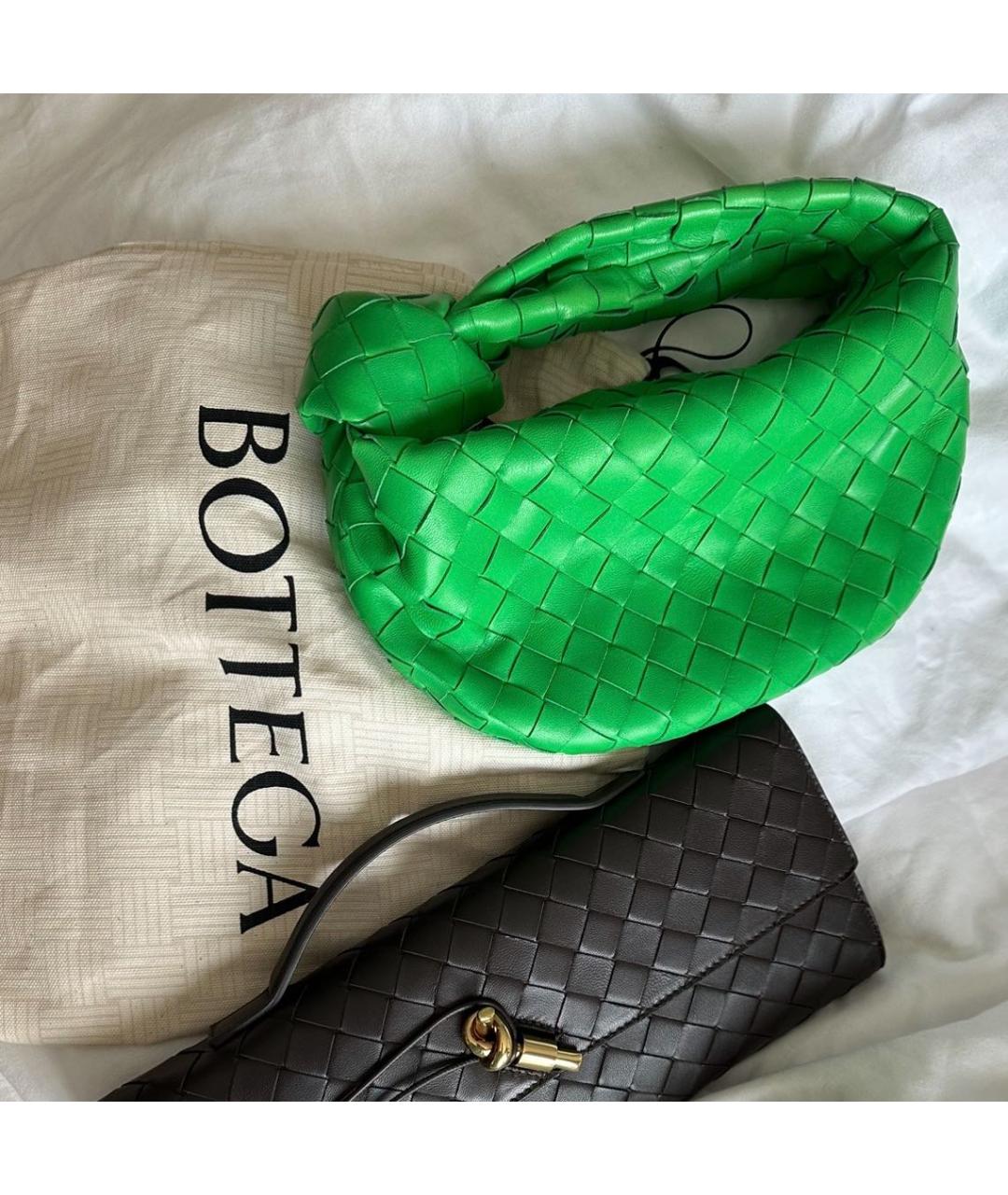 BOTTEGA VENETA Зеленая кожаная сумка с короткими ручками, фото 7