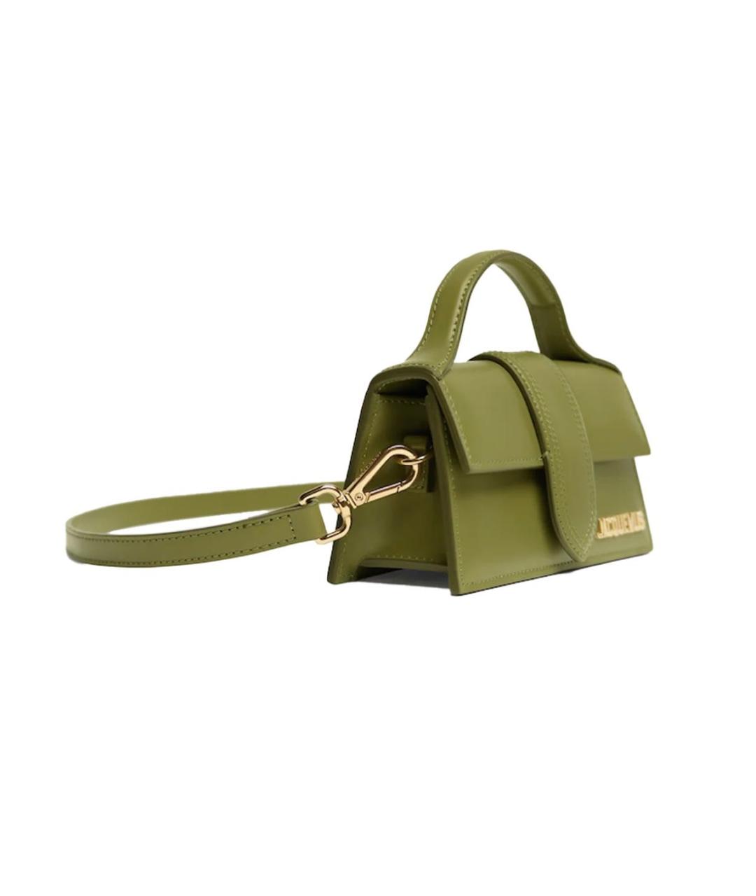 JACQUEMUS Хаки кожаная сумка с короткими ручками, фото 3