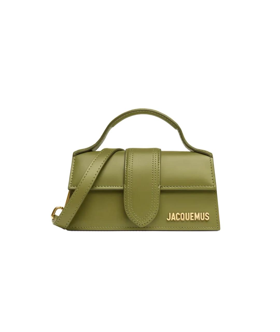JACQUEMUS Хаки кожаная сумка с короткими ручками, фото 9