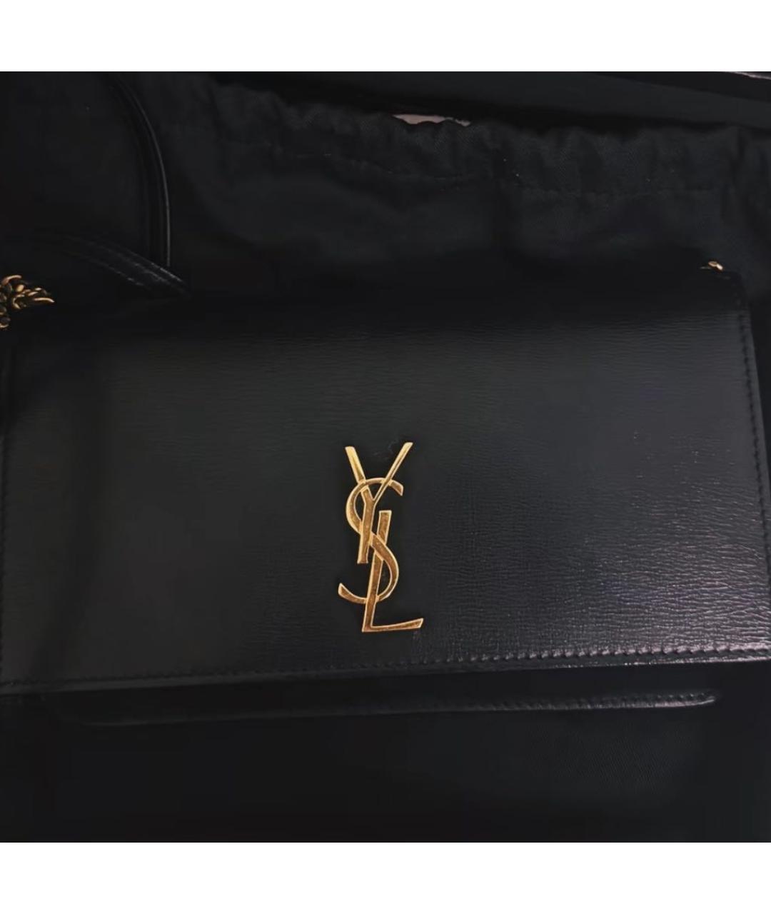 SAINT LAURENT Черная кожаная сумка через плечо, фото 6