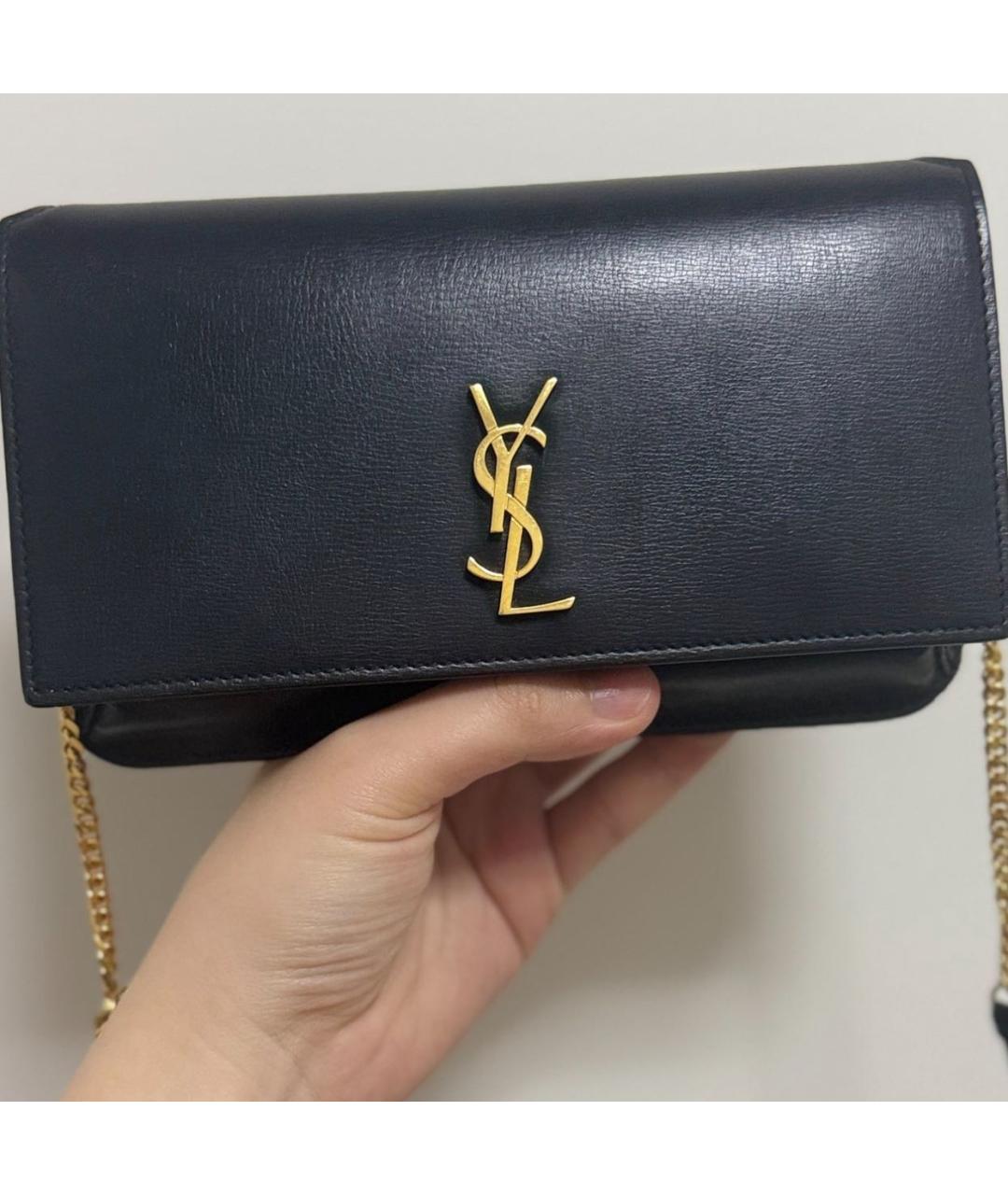 SAINT LAURENT Черная кожаная сумка через плечо, фото 5