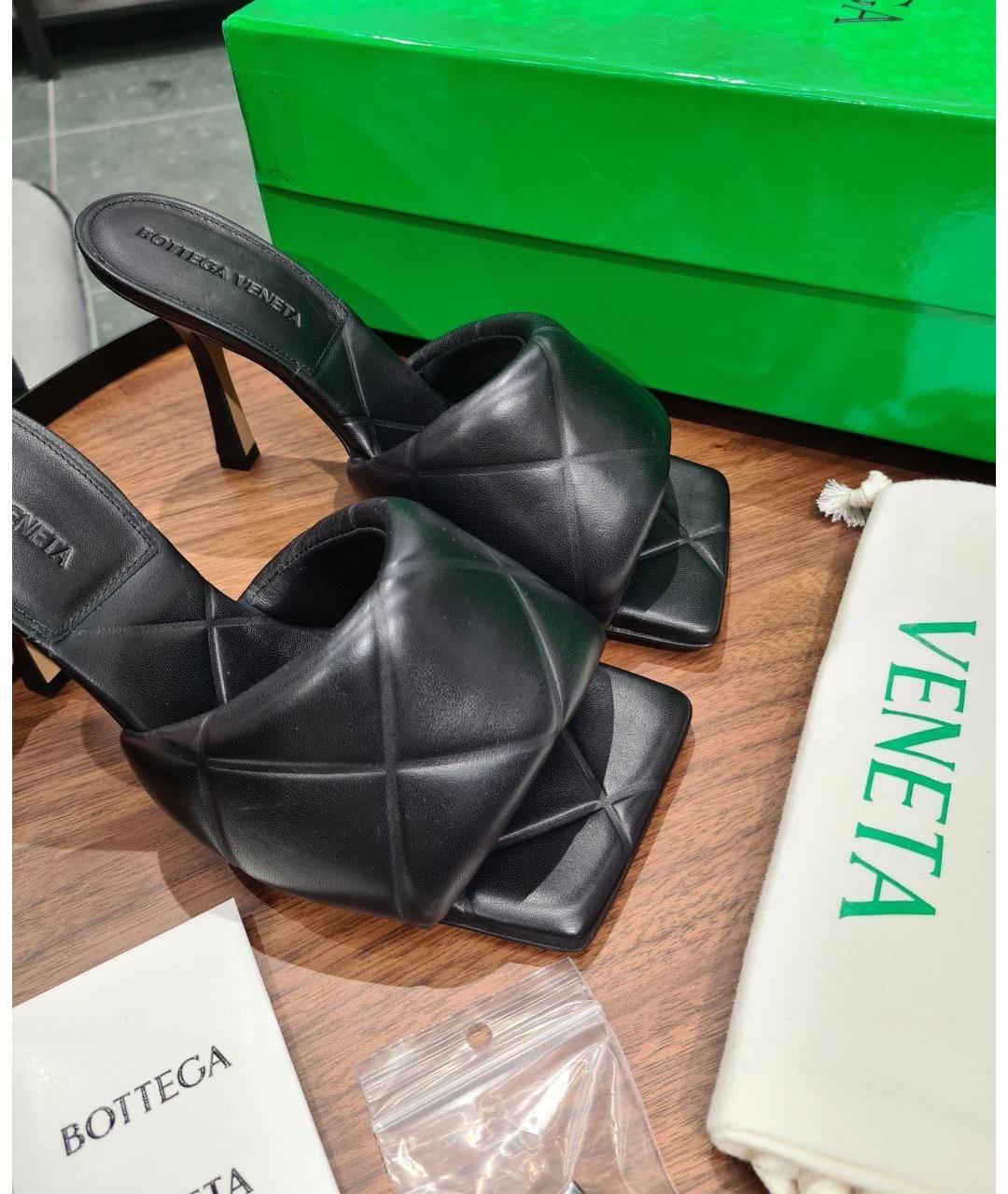 BOTTEGA VENETA Черные кожаные мюли, фото 8