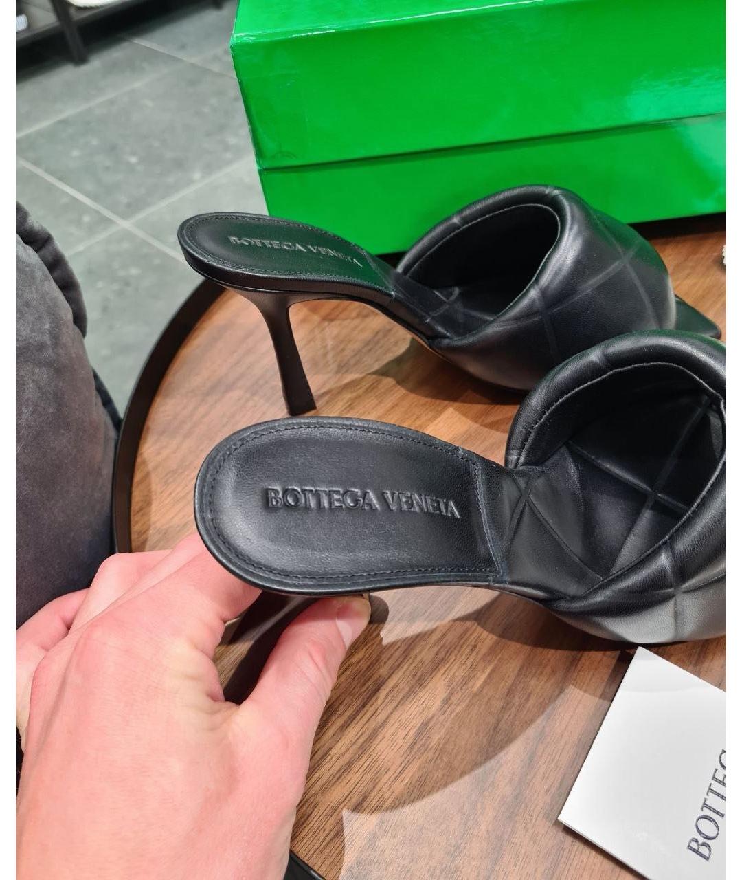 BOTTEGA VENETA Черные кожаные мюли, фото 4