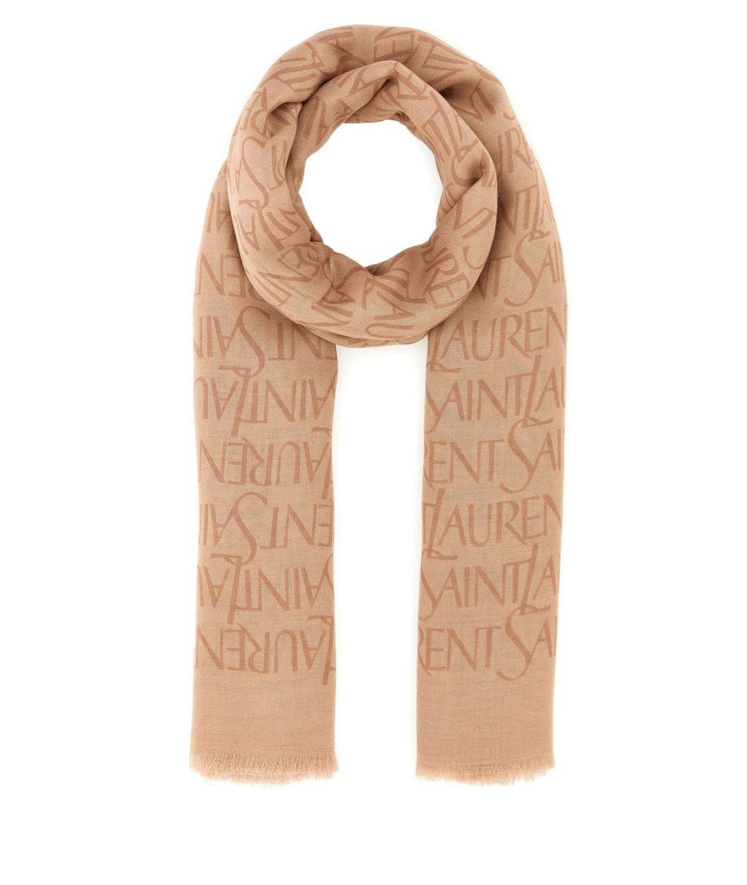 SAINT LAURENT Бежевый кашемировый платок, фото 1