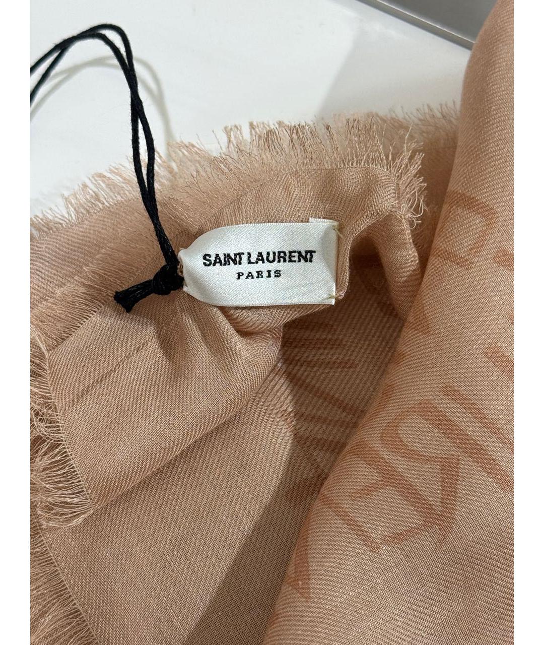 SAINT LAURENT Бежевый кашемировый платок, фото 3