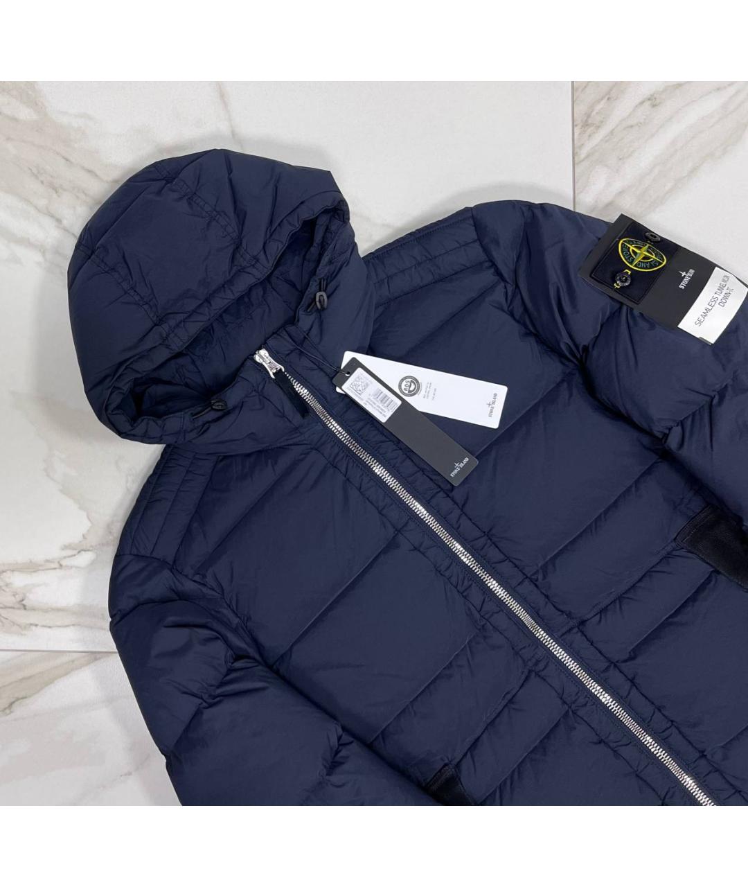 STONE ISLAND Темно-синий пуховик, фото 2