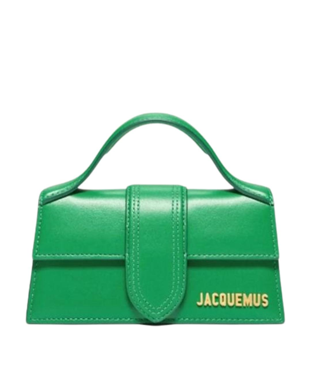 JACQUEMUS Зеленая кожаная сумка с короткими ручками, фото 1