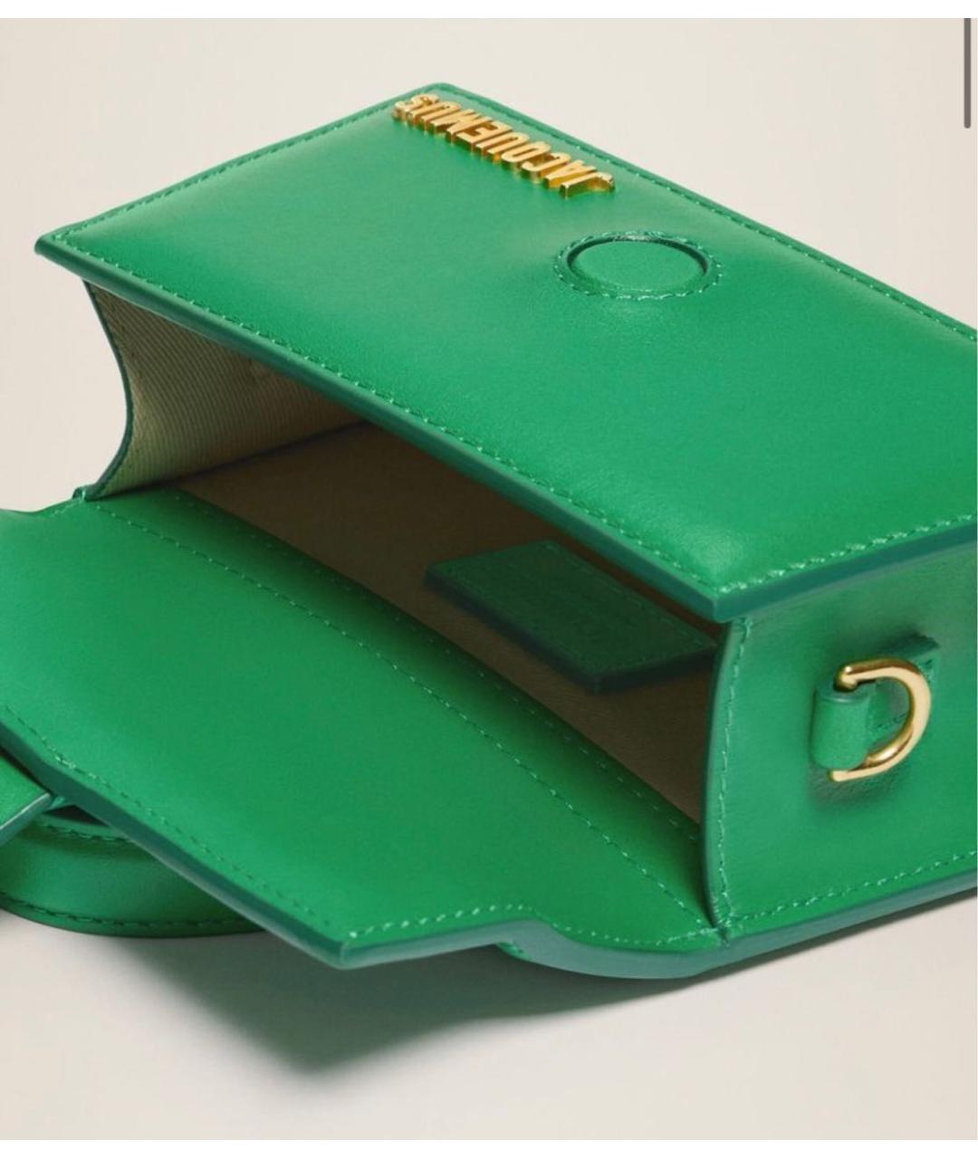 JACQUEMUS Зеленая кожаная сумка с короткими ручками, фото 7