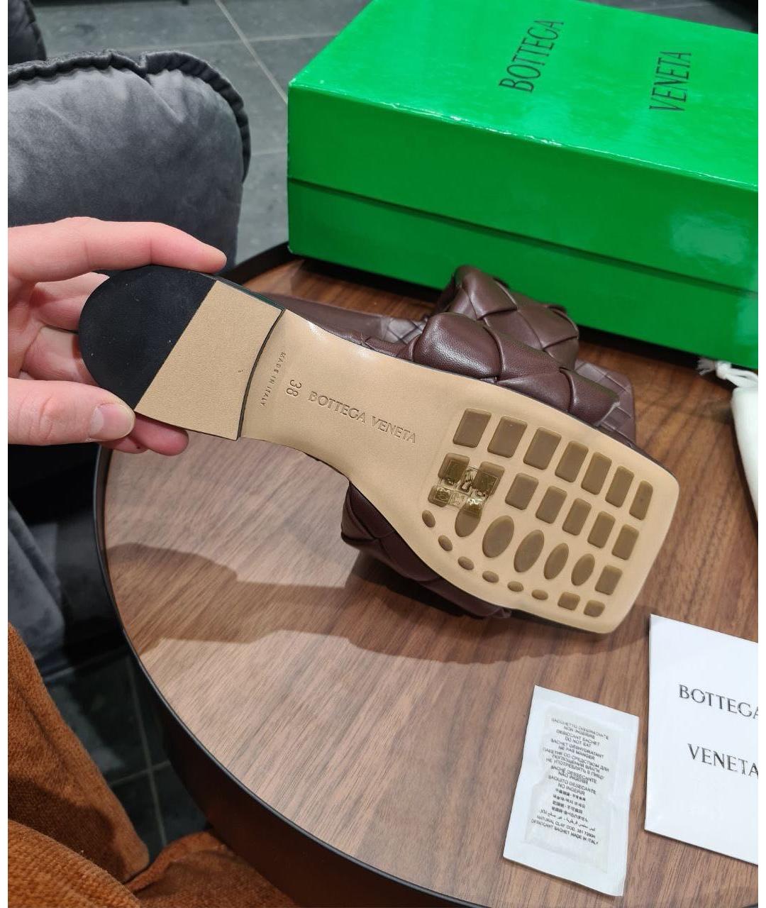 BOTTEGA VENETA Коричневые кожаные мюли, фото 5