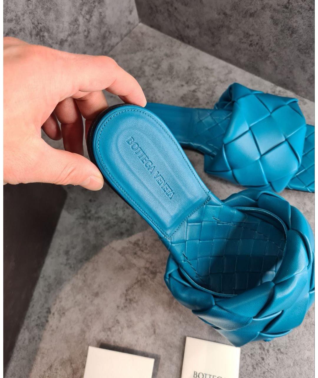 BOTTEGA VENETA Синие кожаные мюли, фото 5