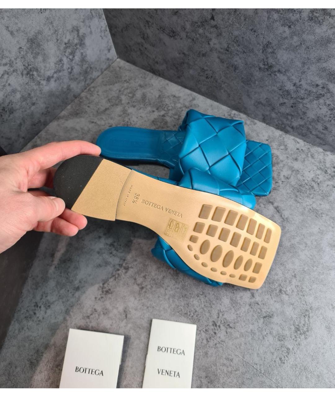 BOTTEGA VENETA Синие кожаные мюли, фото 6