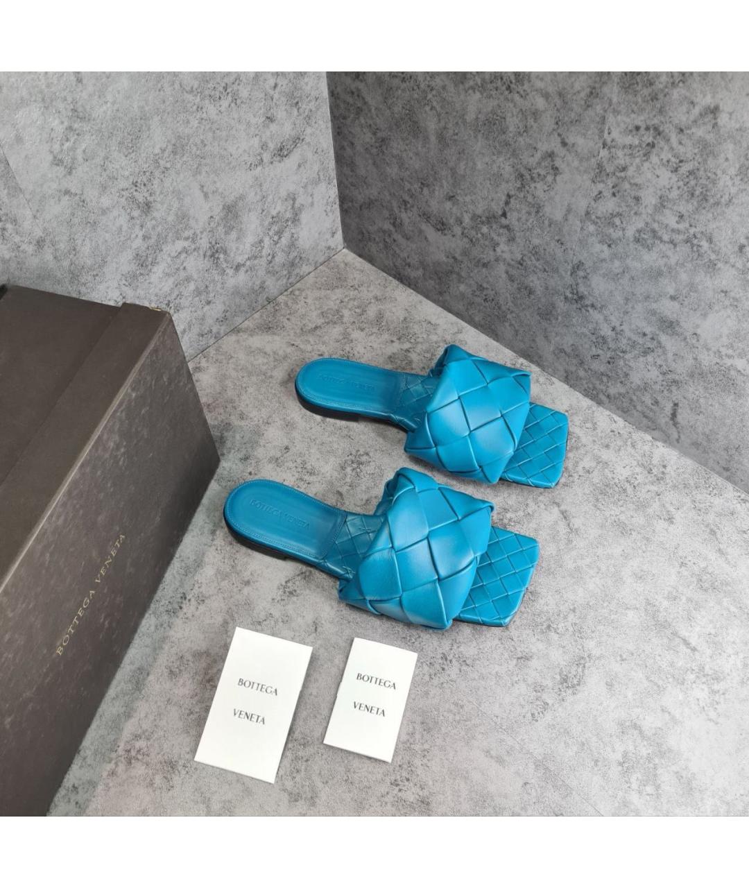 BOTTEGA VENETA Синие кожаные мюли, фото 2