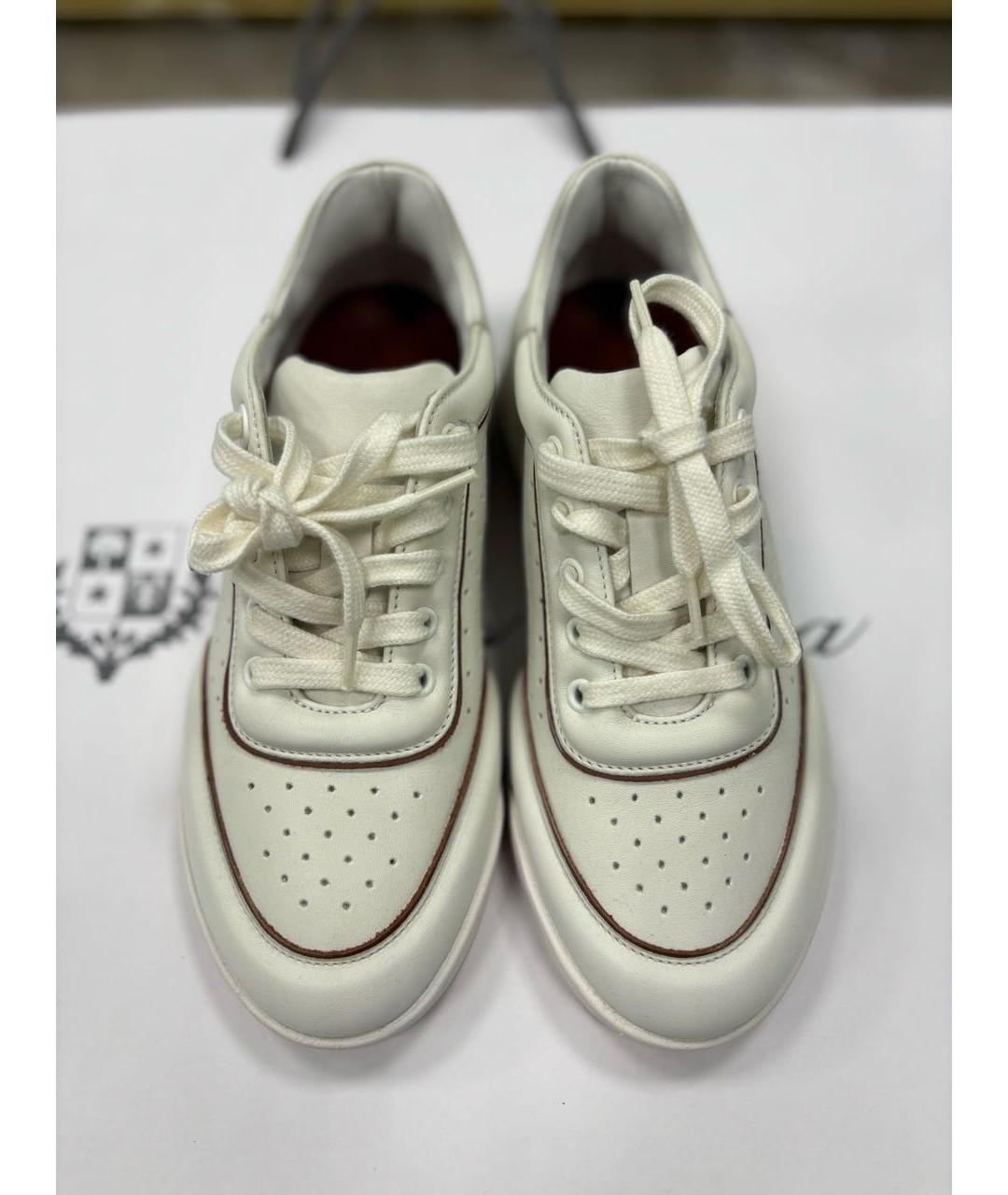 LORO PIANA Белые кожаные кроссовки, фото 2