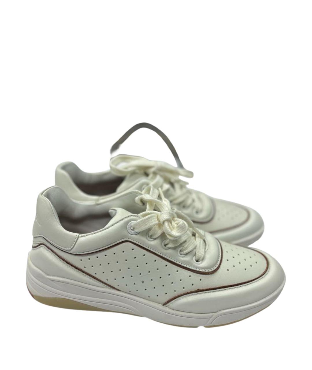 LORO PIANA Белые кожаные кроссовки, фото 8