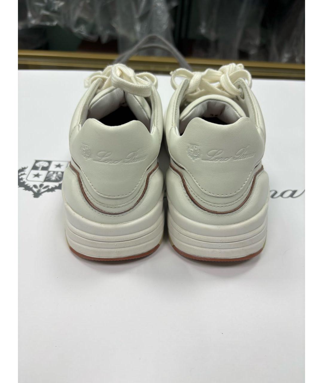 LORO PIANA Белые кожаные кроссовки, фото 4