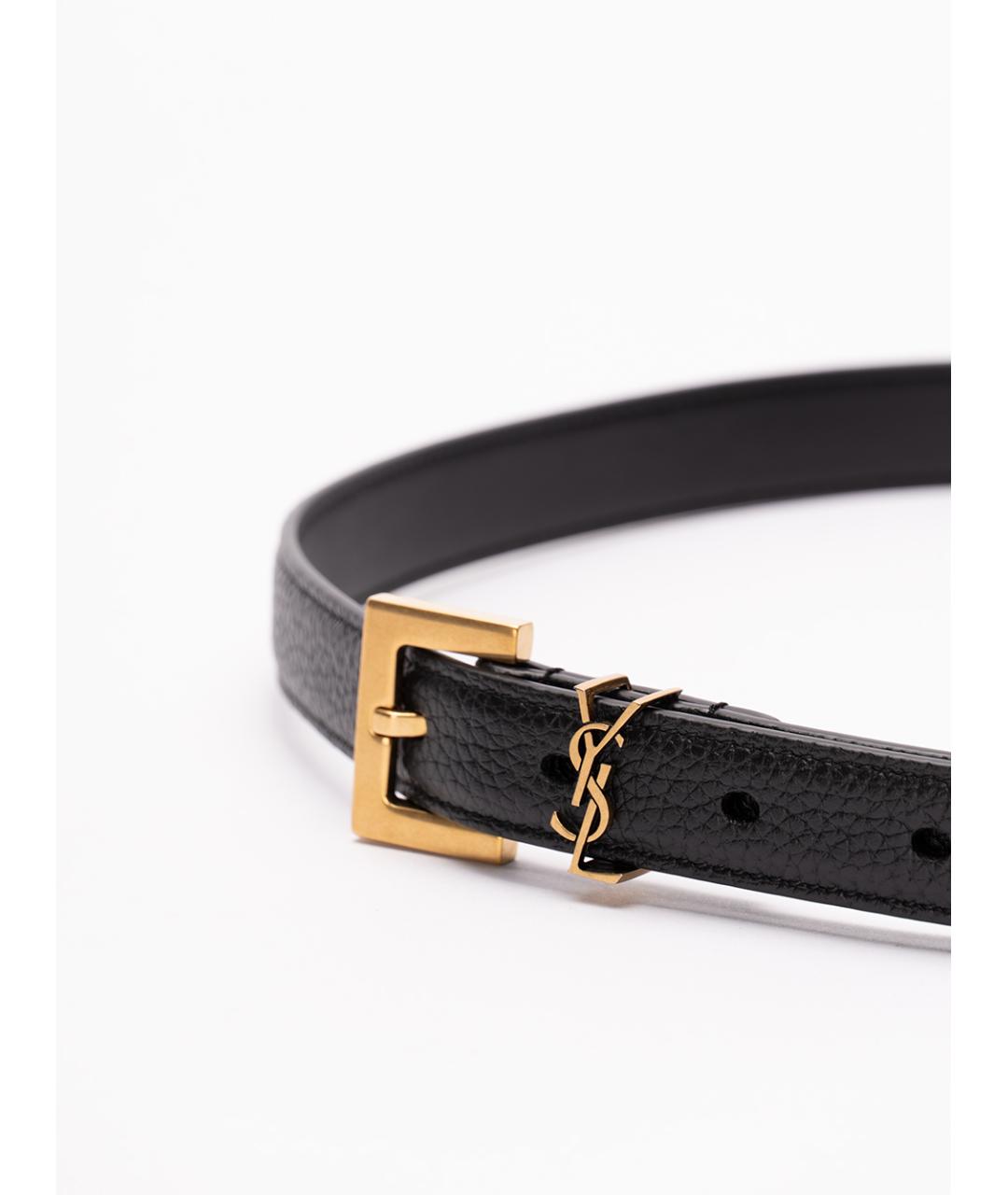 SAINT LAURENT Черный кожаный ремень, фото 2