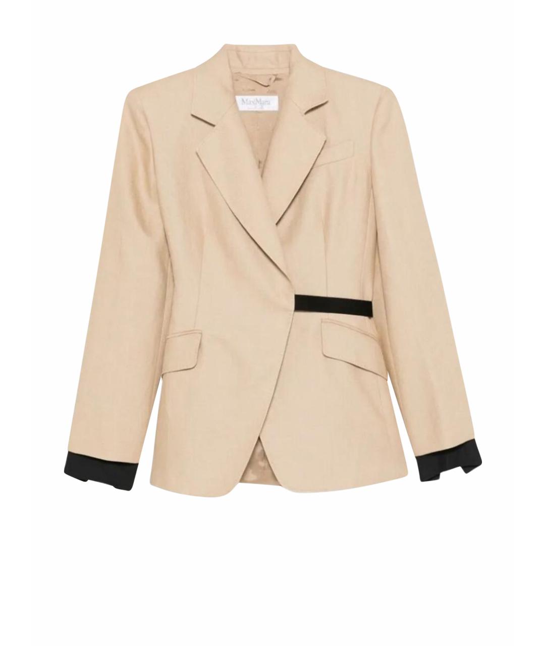 MAX MARA Бежевый льняной жакет/пиджак, фото 1