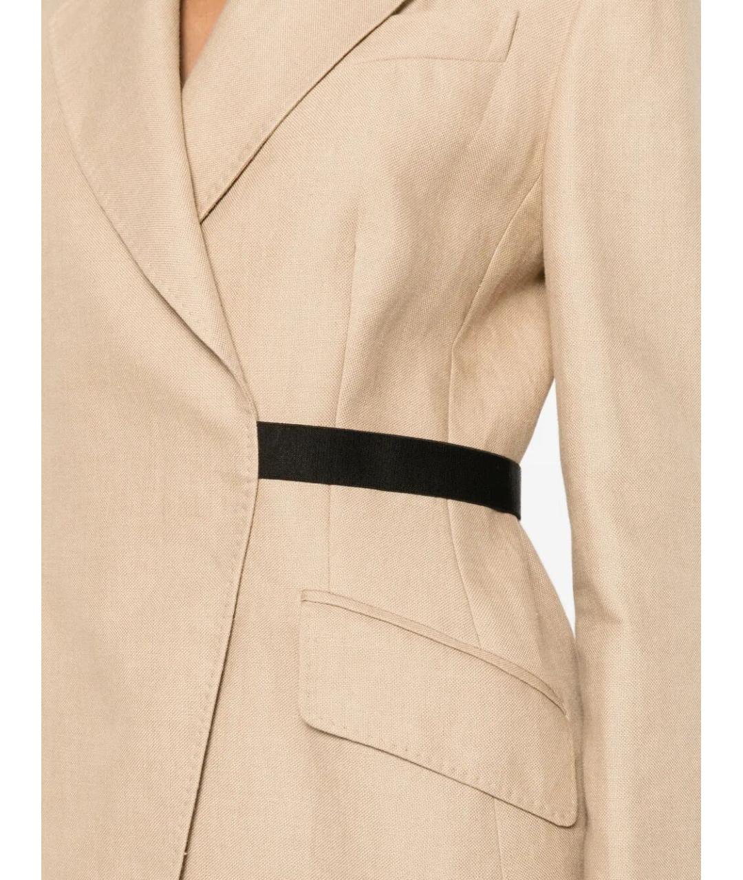 MAX MARA Бежевый льняной жакет/пиджак, фото 3