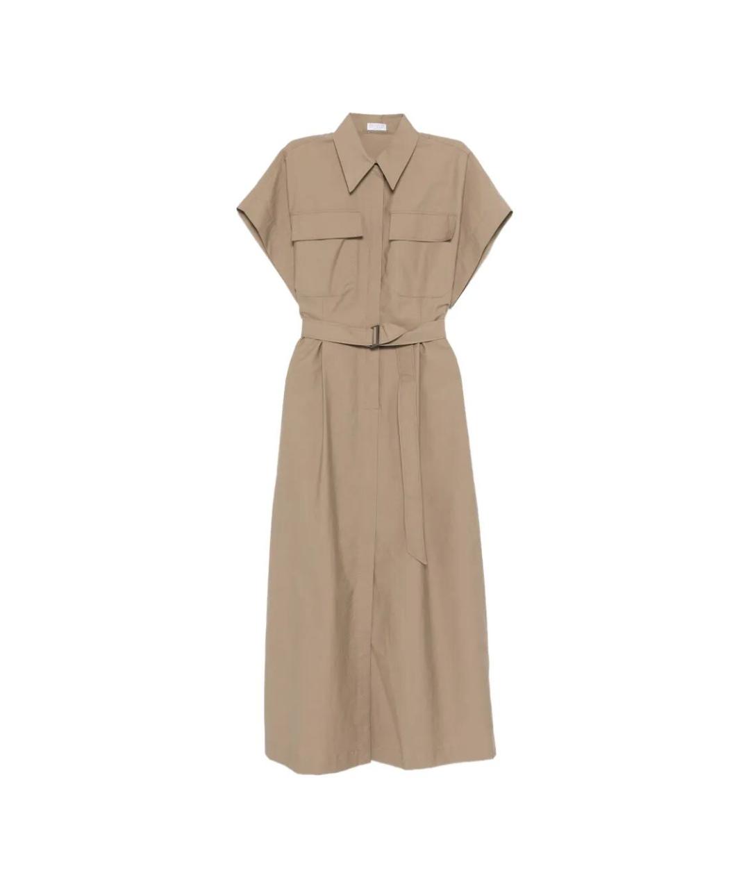 BRUNELLO CUCINELLI Бежевое хлопковое повседневное платье, фото 1