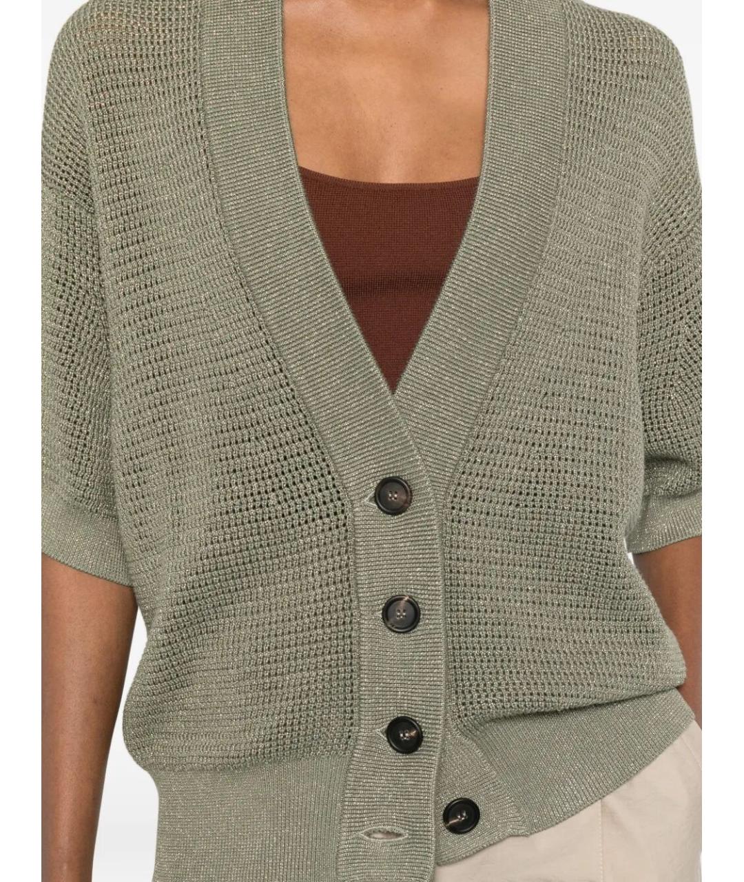 BRUNELLO CUCINELLI Зеленый хлопковый кардиган, фото 3