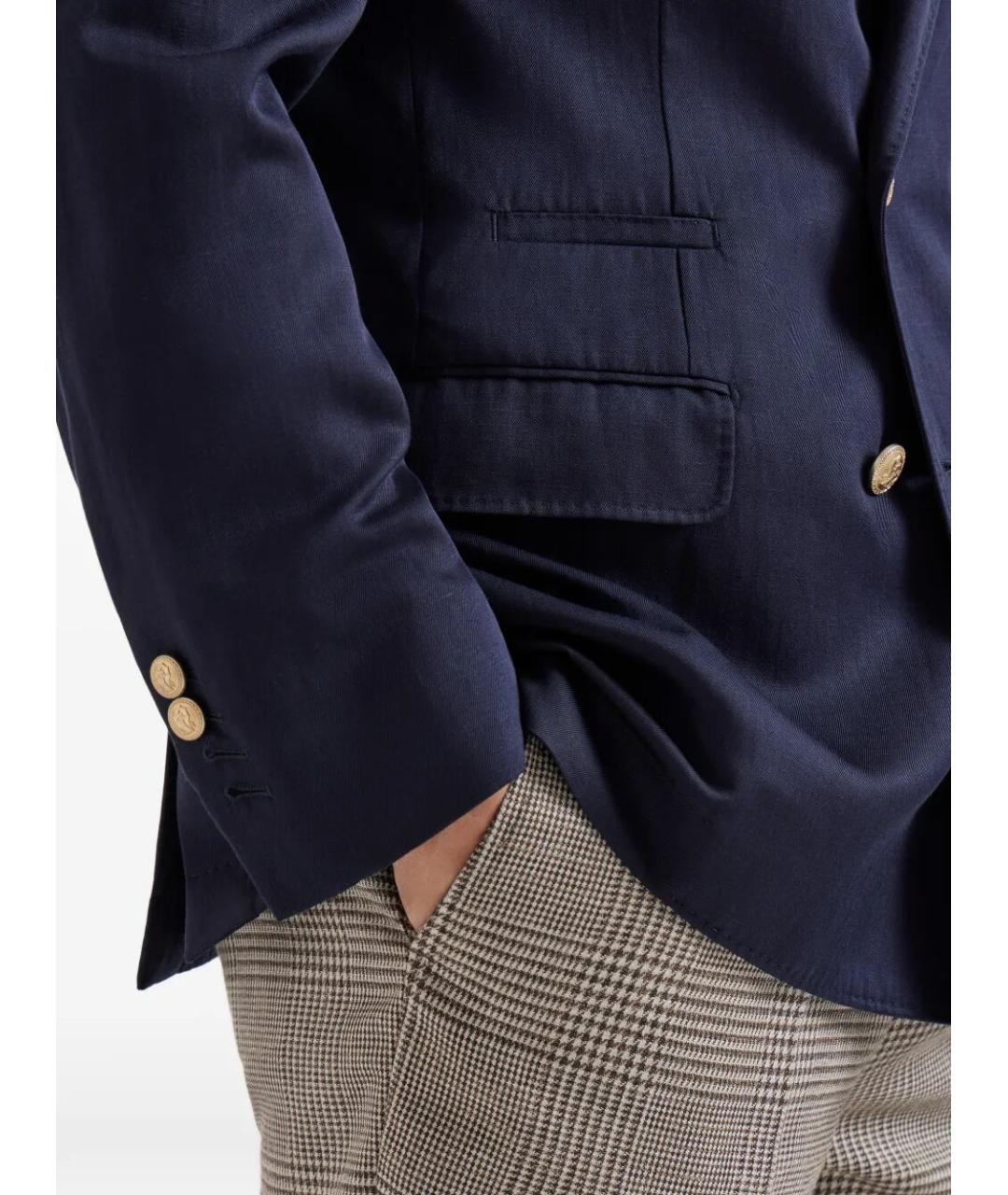 BRUNELLO CUCINELLI Темно-синий шелковый пиджак, фото 3