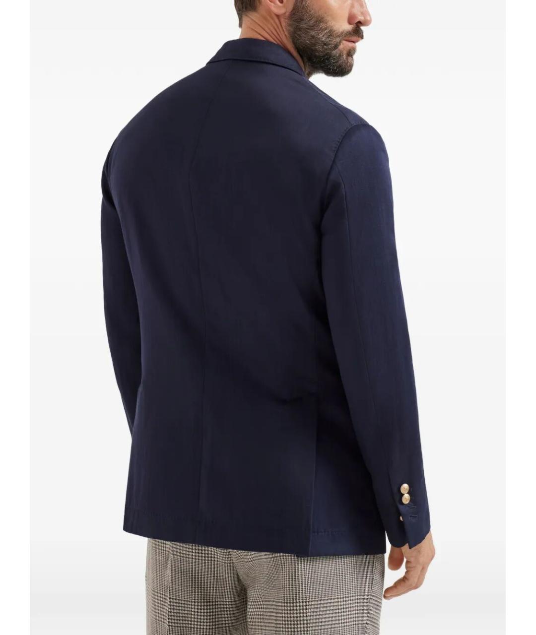BRUNELLO CUCINELLI Темно-синий шелковый пиджак, фото 5