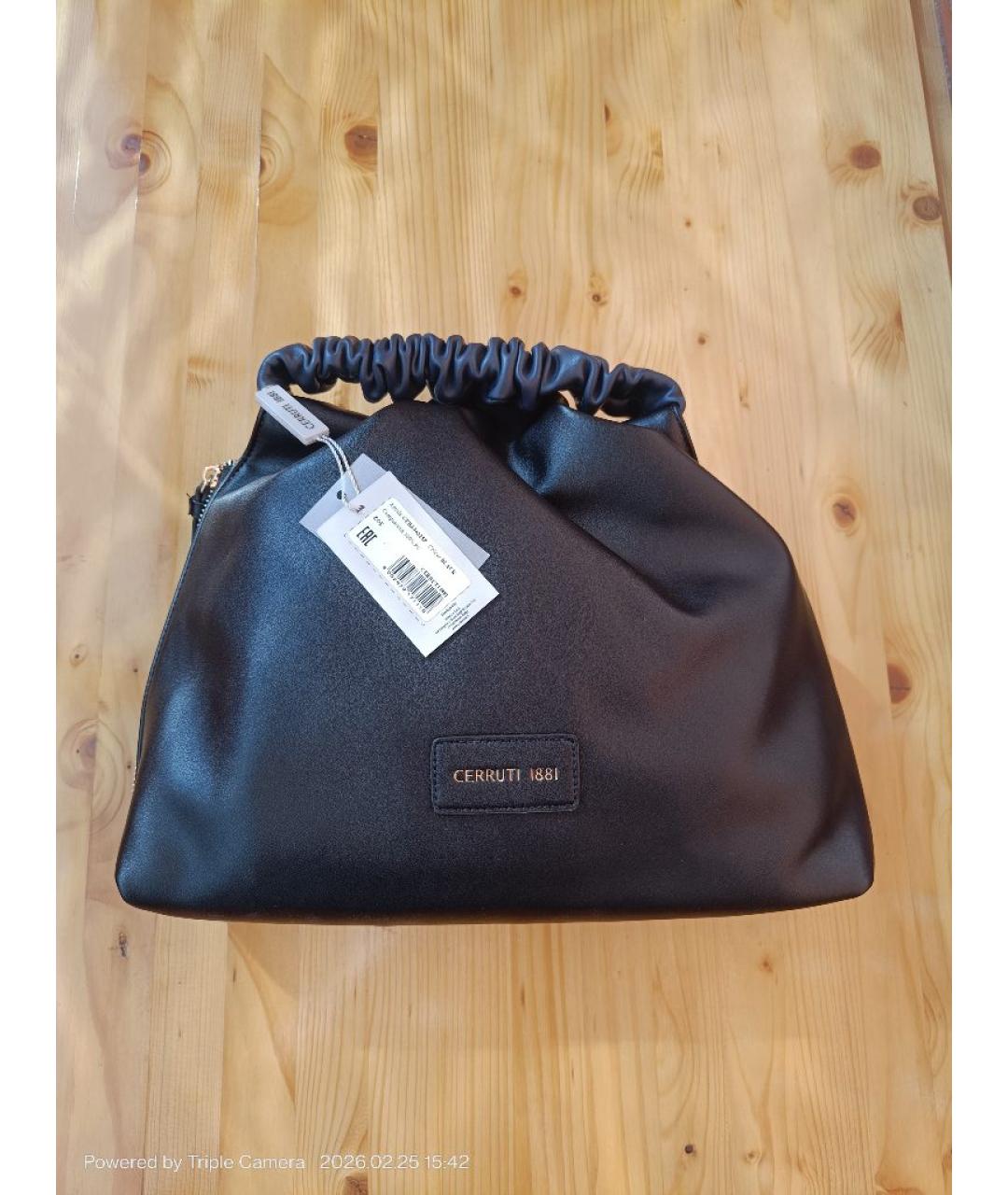 CERRUTI 1881 Черная сумка через плечо из искусственной кожи, фото 9