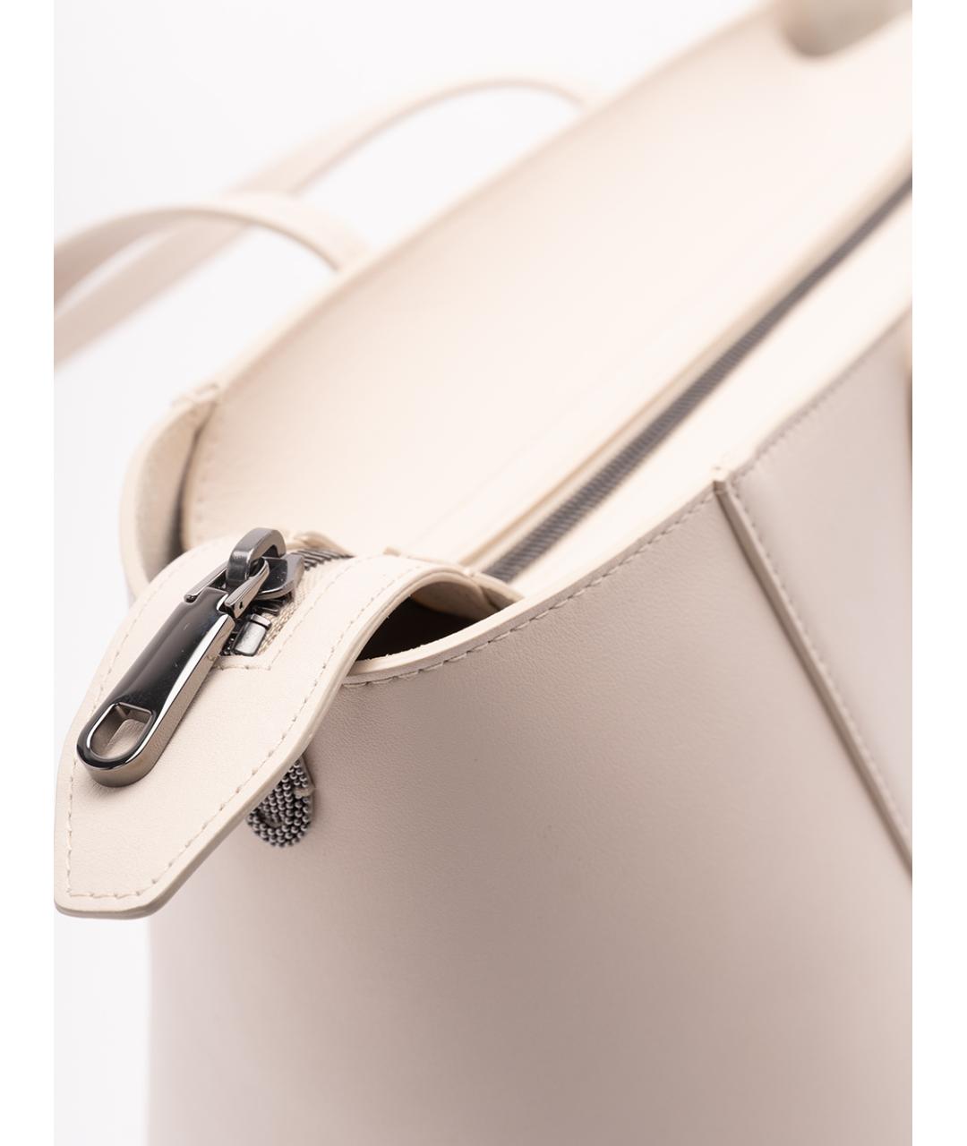 BRUNELLO CUCINELLI Бежевая кожаная сумка с короткими ручками, фото 5