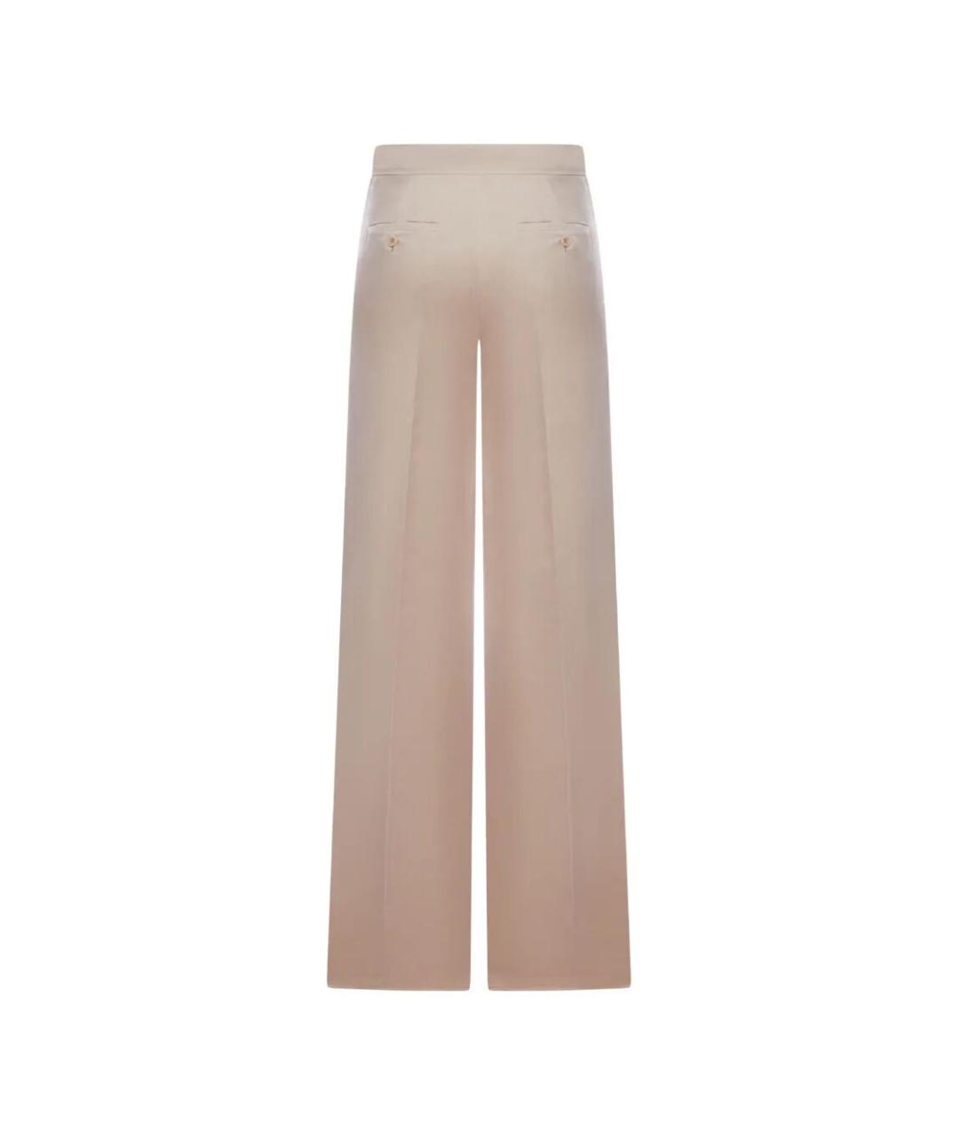 MAX MARA Бежевые шелковые брюки широкие, фото 2