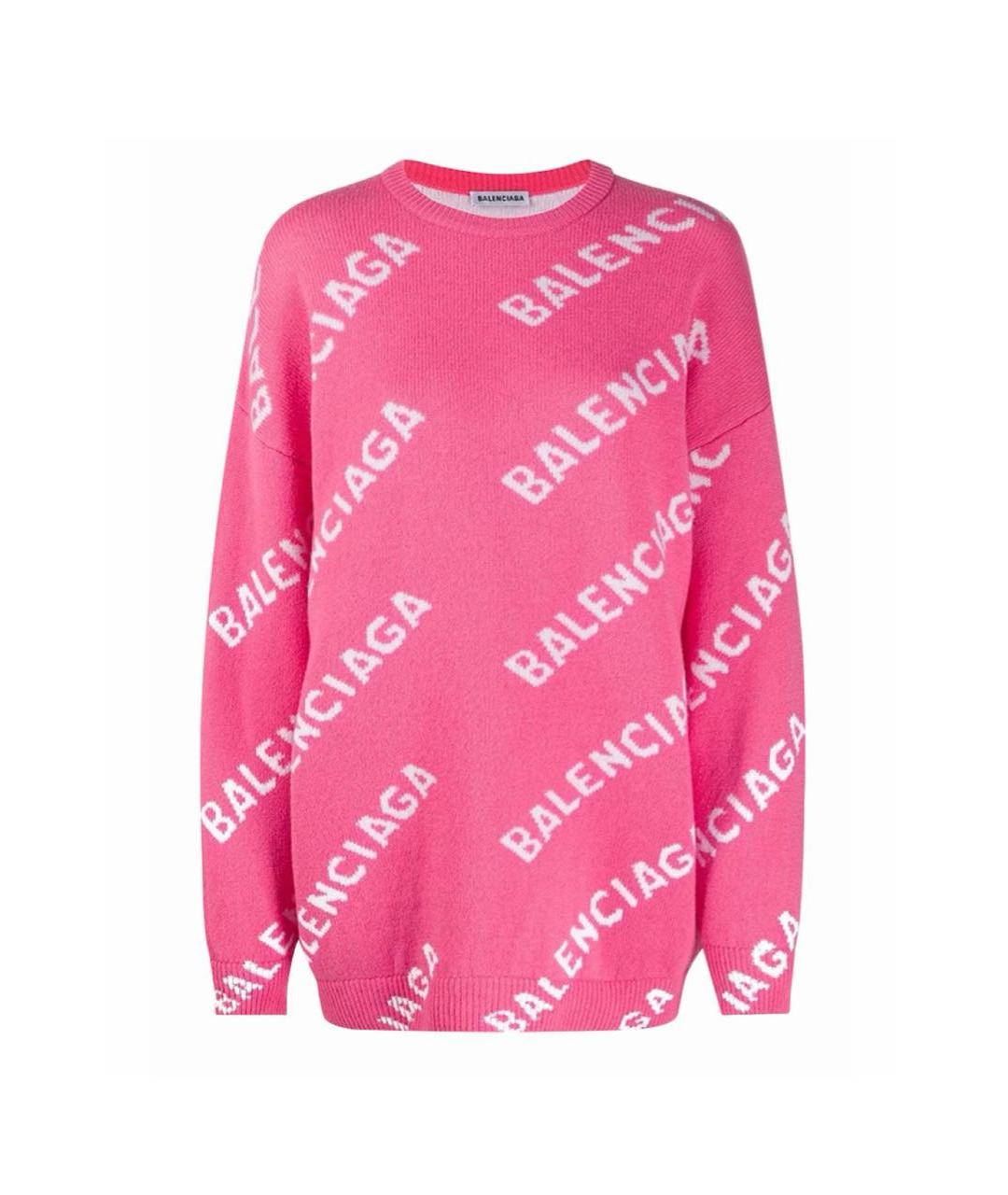 BALENCIAGA Розовый шерстяной джемпер / свитер, фото 1