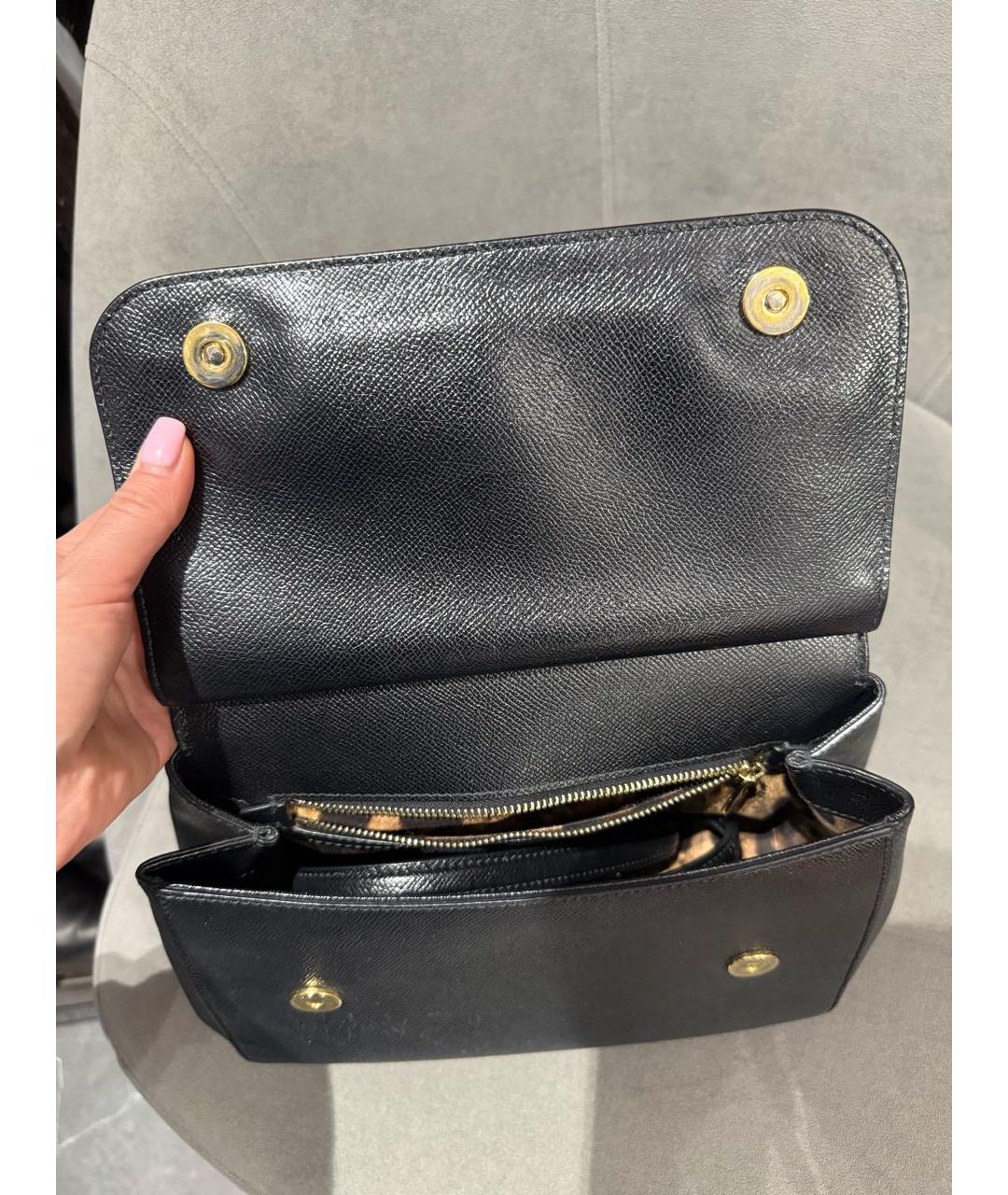 DOLCE&GABBANA Черная кожаная сумка через плечо, фото 7