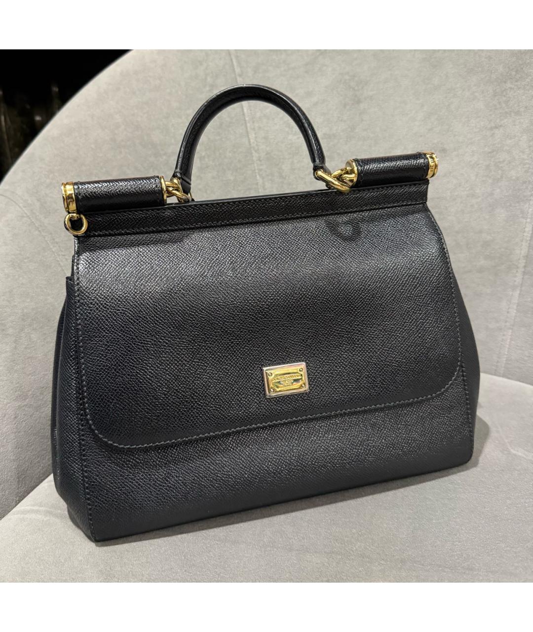 DOLCE&GABBANA Черная кожаная сумка через плечо, фото 2