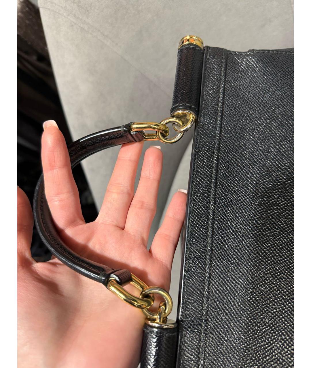 DOLCE&GABBANA Черная кожаная сумка через плечо, фото 6